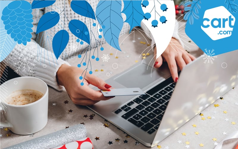 woman shopping with credit card on laptop