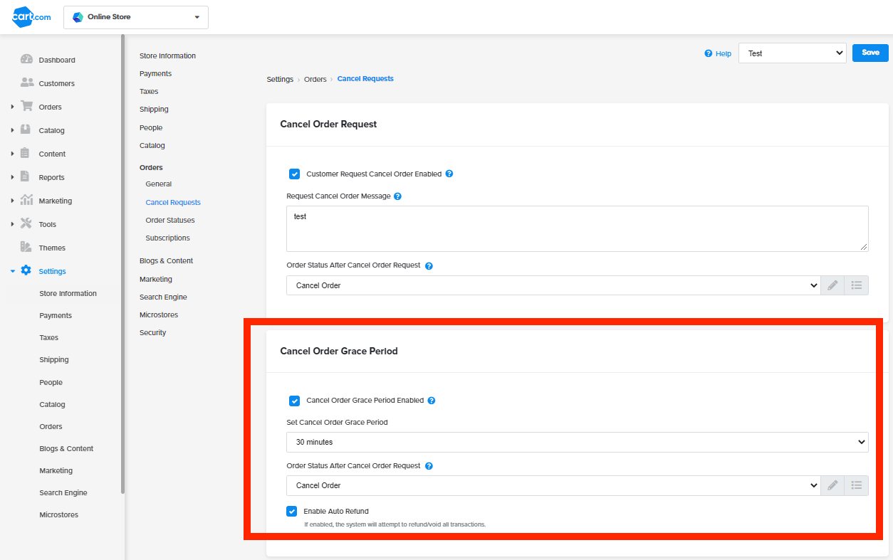 Order Cancellation Grace Period