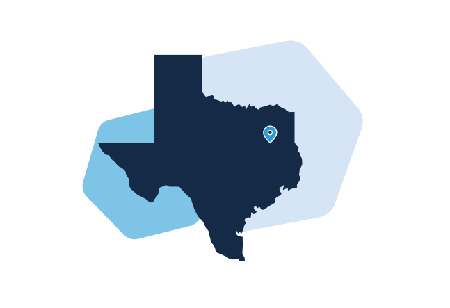 Cart.com Longview fulfillment location map point on state of Texas illustration